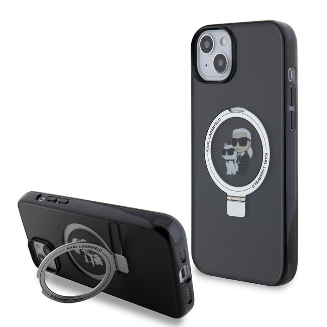 Husa premium pentru  iPhone 15 Plus Karl Lagerfeld compatibila Magsafe - Negru intens