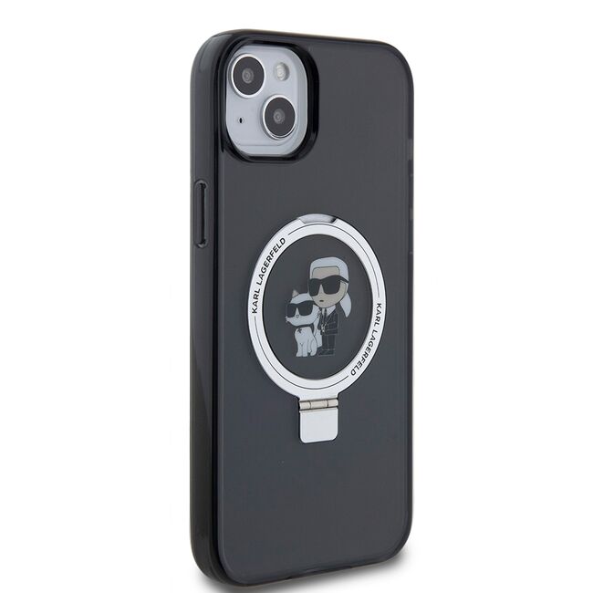 Husa premium pentru  iPhone 15 Plus Karl Lagerfeld compatibila Magsafe - Negru intens