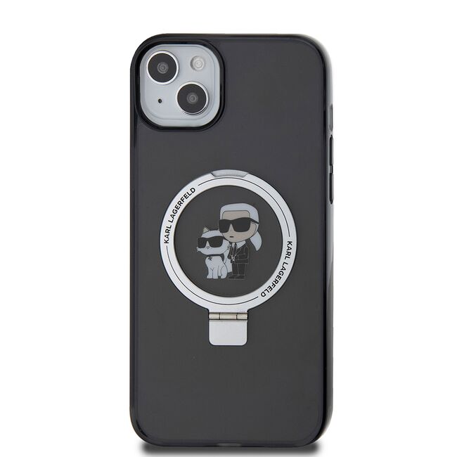 Husa premium pentru  iPhone 15 Plus Karl Lagerfeld compatibila Magsafe - Negru intens