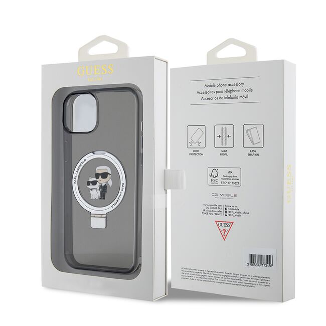 Husa premium pentru  iPhone 15 Plus Karl Lagerfeld compatibila Magsafe - Negru intens
