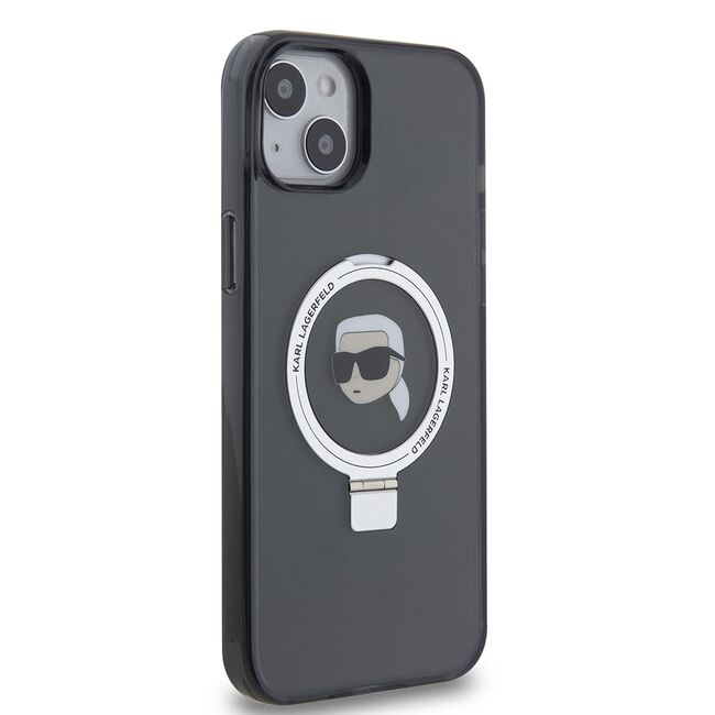 Husa premium pentru  iPhone 15 Plus Karl Lagerfeld compatibila Magsafe - Negru royal