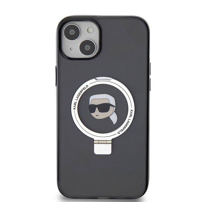 Husa premium pentru  iPhone 15 Plus Karl Lagerfeld compatibila Magsafe - Negru royal