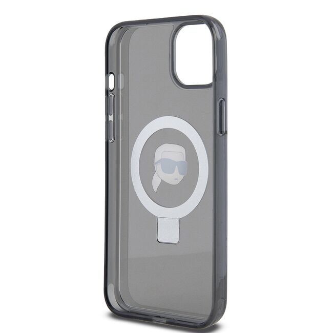 Husa premium pentru  iPhone 15 Plus Karl Lagerfeld compatibila Magsafe - Negru royal