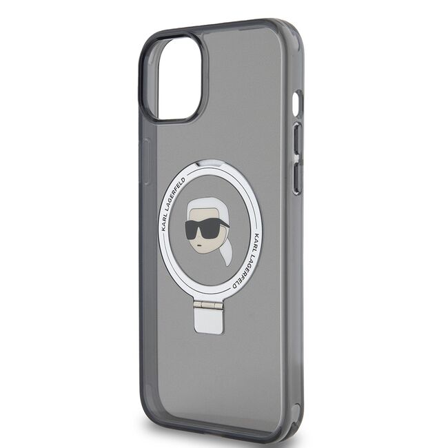 Husa premium pentru  iPhone 15 Plus Karl Lagerfeld compatibila Magsafe - Negru royal