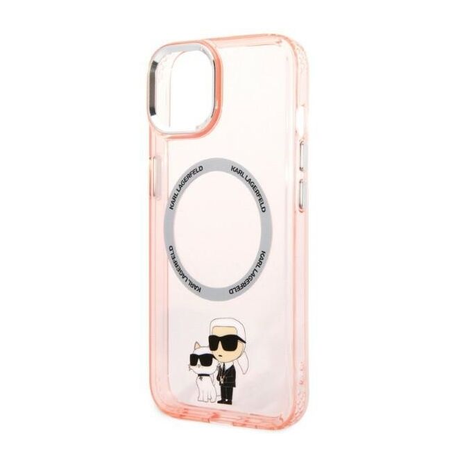 Husa premium pentru  iPhone 15 Plus Karl Lagerfeld compatibila Magsafe - Roz deschis