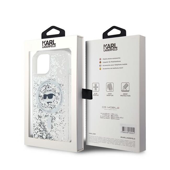 Husa premium pentru  iPhone 15 Plus Karl Lagerfeld compatibila Magsafe - Sclipici