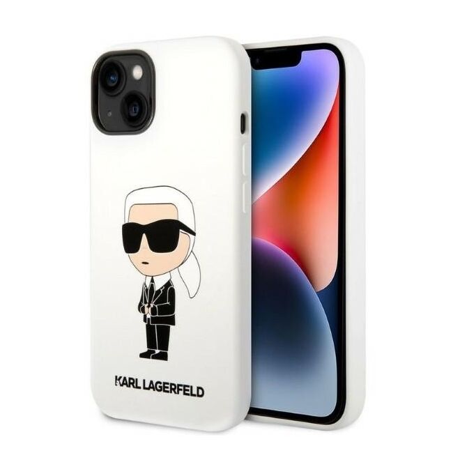 Husa premium pentru  iPhone 15 Plus Karl Lagerfeld superior quality - Alb