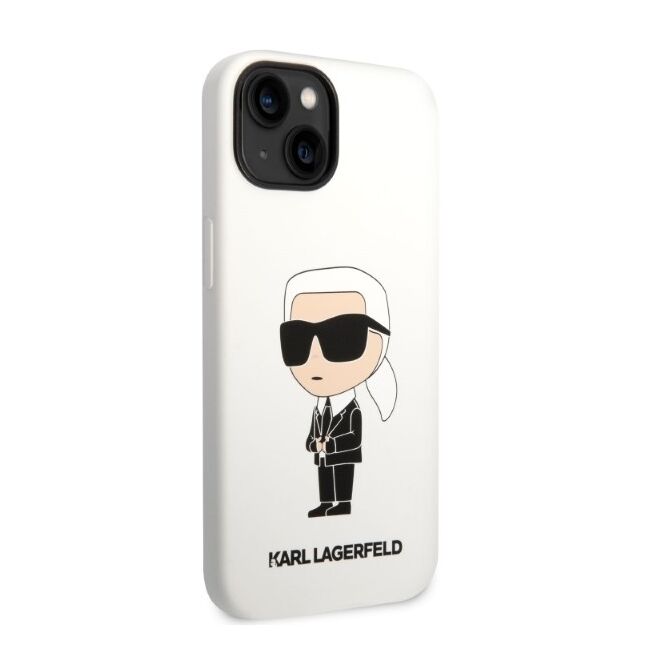 Husa premium pentru  iPhone 15 Plus Karl Lagerfeld superior quality - Alb