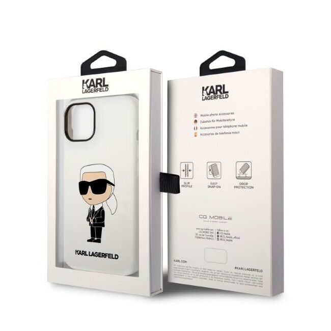 Husa premium pentru  iPhone 15 Plus Karl Lagerfeld superior quality - Alb