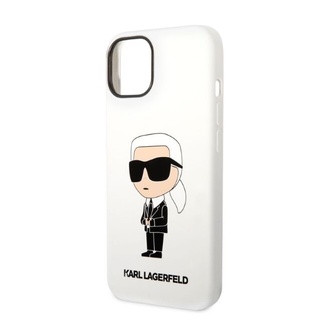 Husa premium pentru  iPhone 15 Plus Karl Lagerfeld superior quality - Alb
