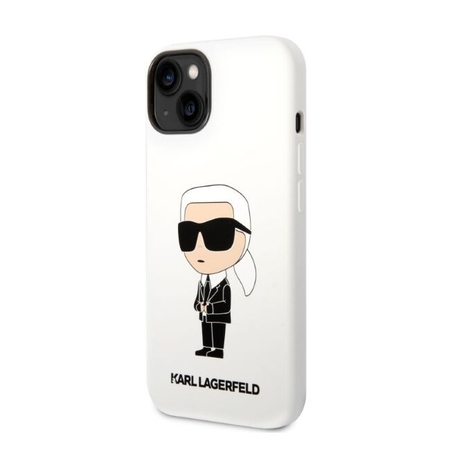 Husa premium pentru  iPhone 15 Plus Karl Lagerfeld superior quality - Alb