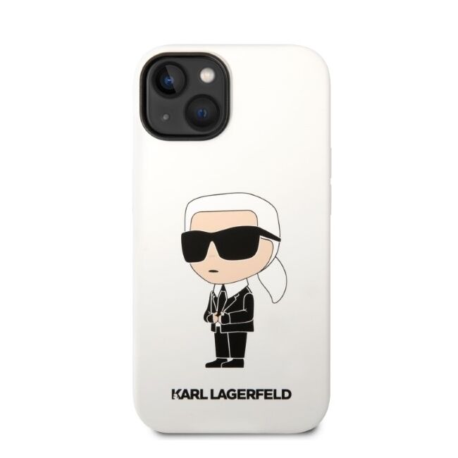 Husa premium pentru  iPhone 15 Plus Karl Lagerfeld superior quality - Alb