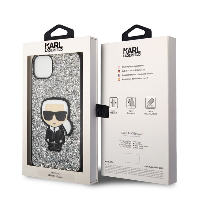 Husa premium pentru  iPhone 15 Plus Karl Lagerfeld superior quality - Argintiu