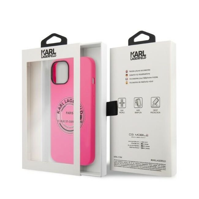 Husa premium pentru  iPhone 15 Plus Karl Lagerfeld superior quality - Fucsia