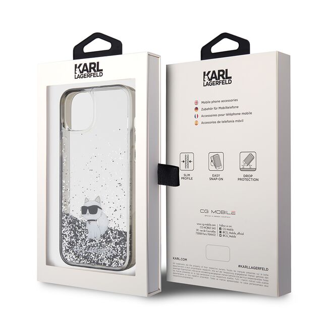 Husa premium pentru  iPhone 15 Plus Karl Lagerfeld superior quality - Gri cenusiu