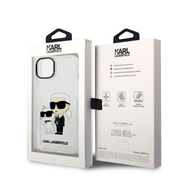 Husa premium pentru  iPhone 15 Plus Karl Lagerfeld superior quality - Gri luciu