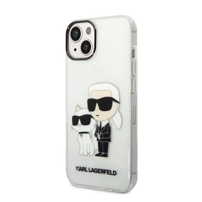 Husa premium pentru  iPhone 15 Plus Karl Lagerfeld superior quality - Gri luciu