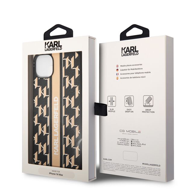 Husa premium pentru  iPhone 15 Plus Karl Lagerfeld superior quality - Maro auriu