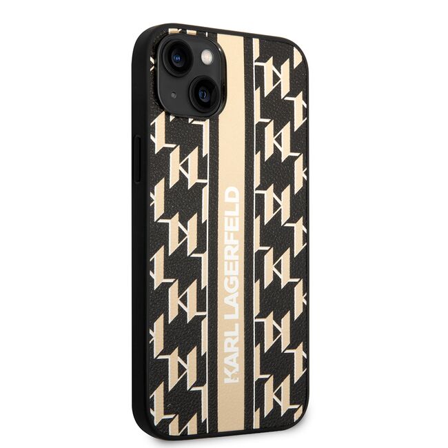 Husa premium pentru  iPhone 15 Plus Karl Lagerfeld superior quality - Maro auriu