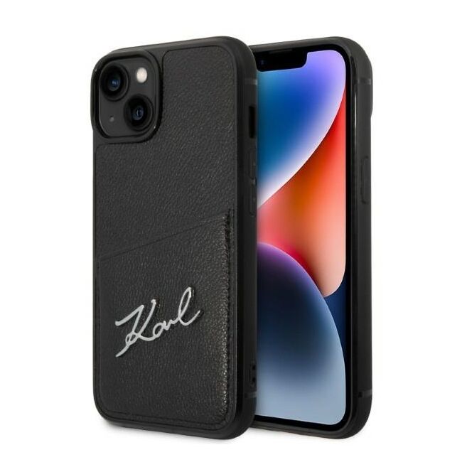 Husa premium pentru  iPhone 15 Plus Karl Lagerfeld superior quality - Negru Tipar