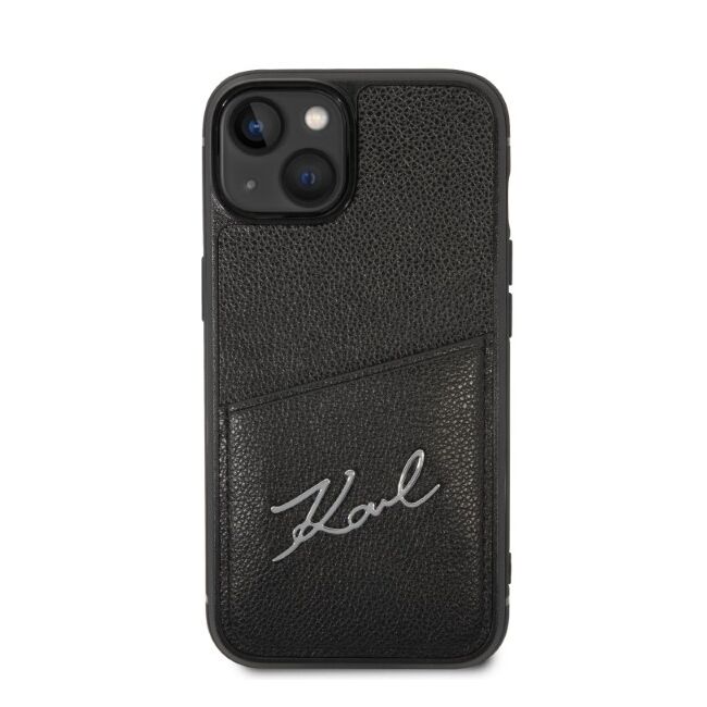 Husa premium pentru  iPhone 15 Plus Karl Lagerfeld superior quality - Negru Tipar