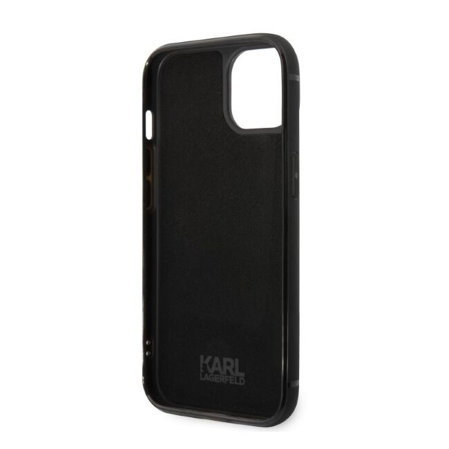 Husa premium pentru  iPhone 15 Plus Karl Lagerfeld superior quality - Negru Tipar