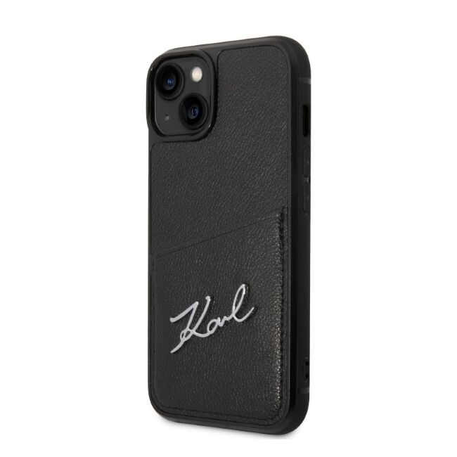 Husa premium pentru  iPhone 15 Plus Karl Lagerfeld superior quality - Negru Tipar
