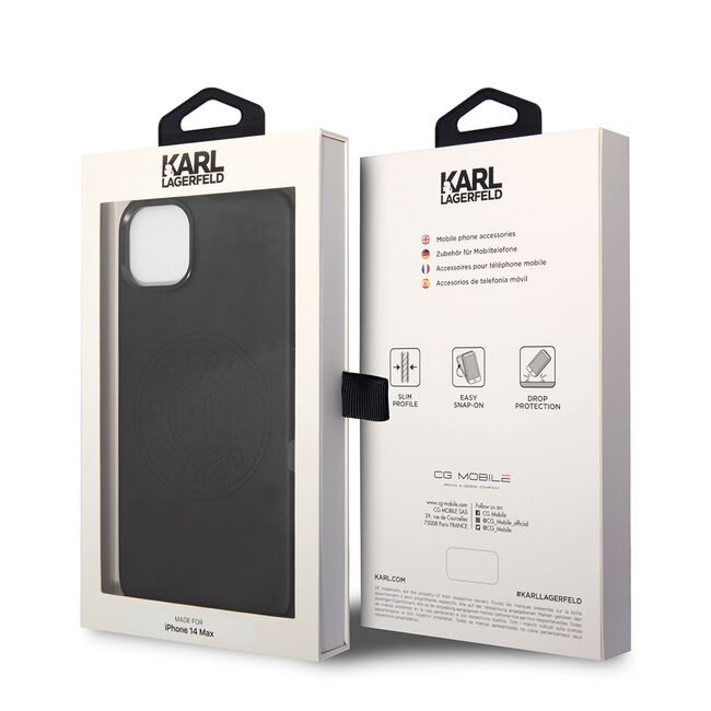 Husa premium pentru  iPhone 15 Plus Karl Lagerfeld superior quality - Negru carbon