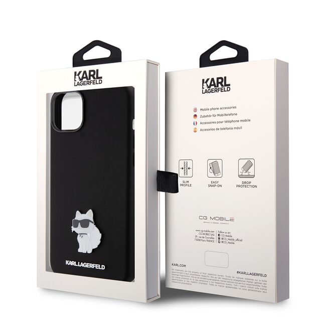 Husa premium pentru  iPhone 15 Plus Karl Lagerfeld superior quality - Negru denim