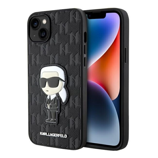 Husa premium pentru  iPhone 15 Plus Karl Lagerfeld superior quality - Negru havana