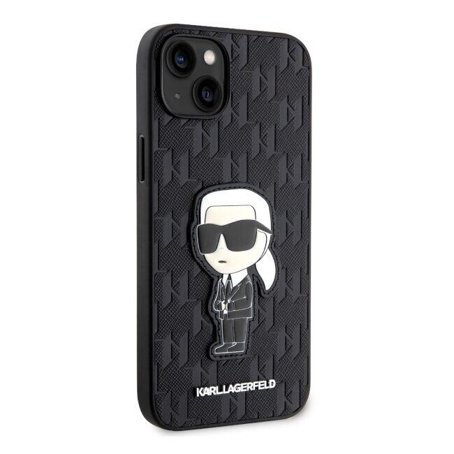 Husa premium pentru  iPhone 15 Plus Karl Lagerfeld superior quality - Negru havana