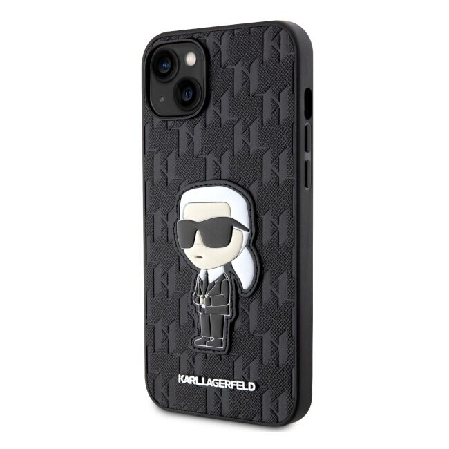 Husa premium pentru  iPhone 15 Plus Karl Lagerfeld superior quality - Negru havana