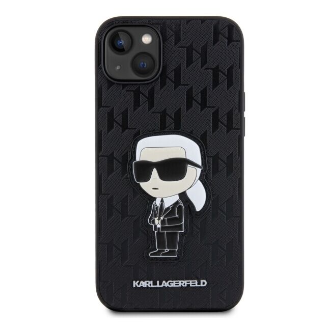 Husa premium pentru  iPhone 15 Plus Karl Lagerfeld superior quality - Negru havana