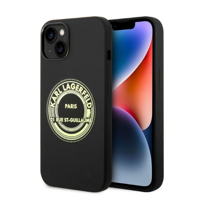 Husa premium pentru  iPhone 15 Plus Karl Lagerfeld superior quality - Negru print