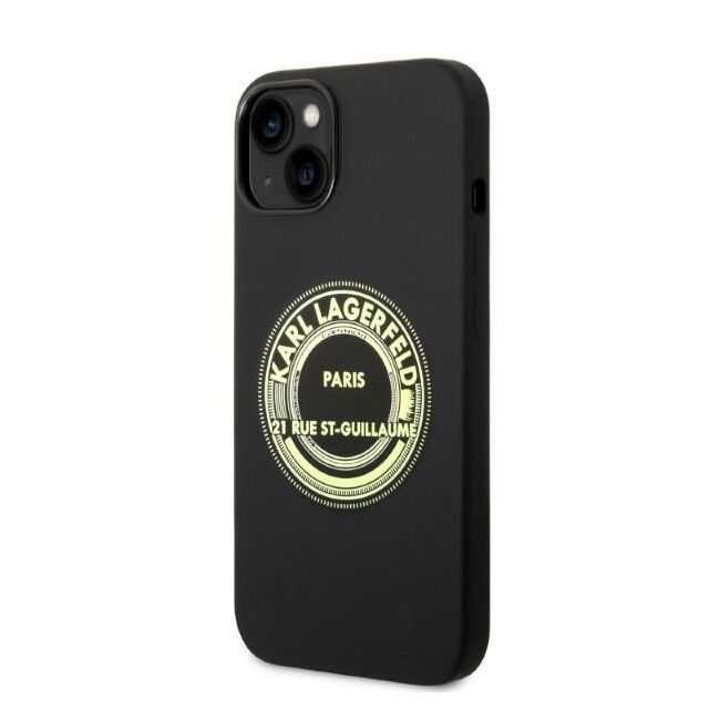 Husa premium pentru  iPhone 15 Plus Karl Lagerfeld superior quality - Negru print