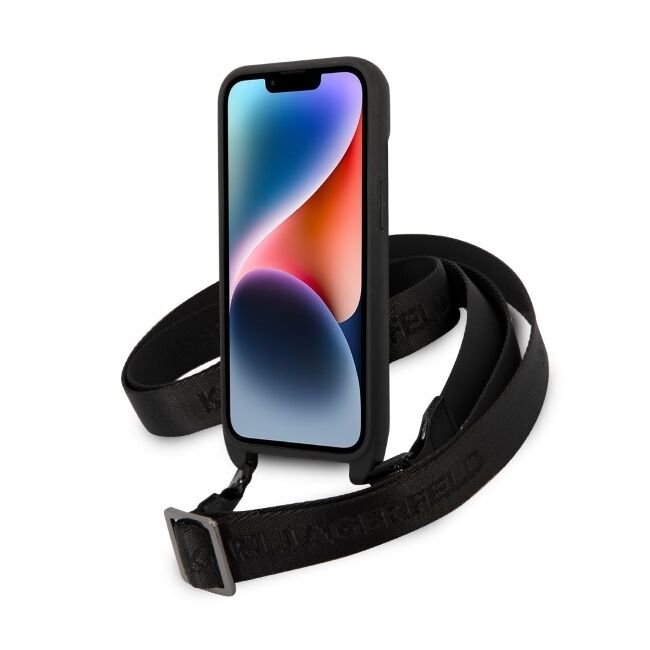 Husa premium pentru  iPhone 15 Plus Karl Lagerfeld superior quality - Negru print