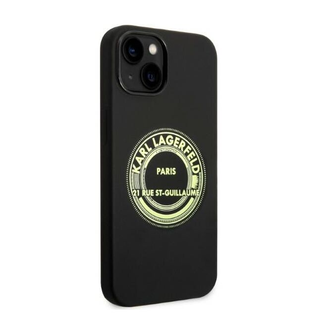 Husa premium pentru  iPhone 15 Plus Karl Lagerfeld superior quality - Negru print