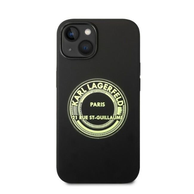 Husa premium pentru  iPhone 15 Plus Karl Lagerfeld superior quality - Negru print