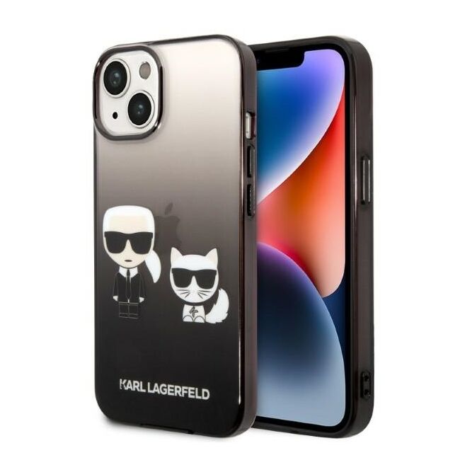 Husa premium pentru  iPhone 15 Plus Karl Lagerfeld superior quality - Negru tipar