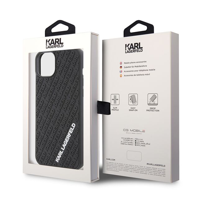 Husa premium pentru  iPhone 15 Plus Karl Lagerfeld superior quality - Negru tipar