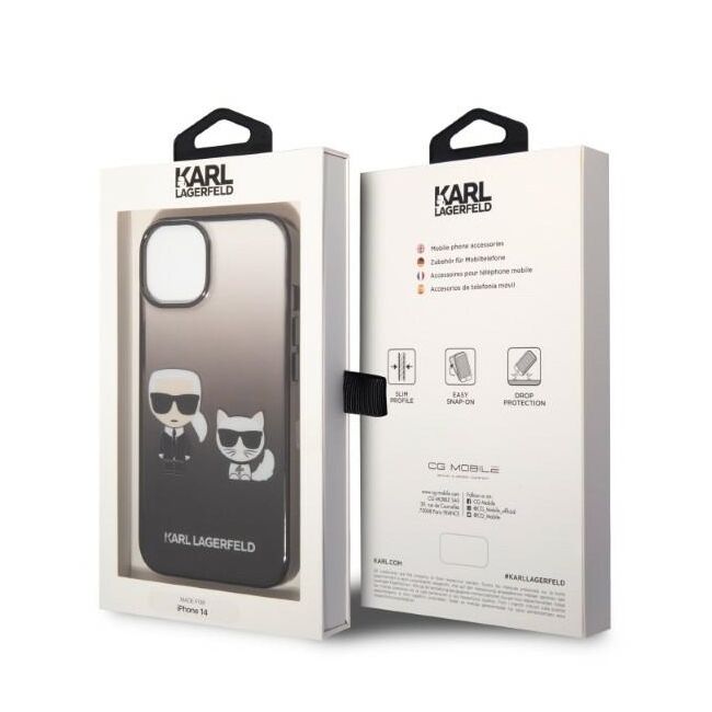 Husa premium pentru  iPhone 15 Plus Karl Lagerfeld superior quality - Negru tipar