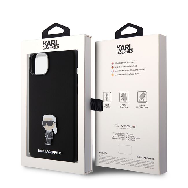 Husa premium pentru  iPhone 15 Plus Karl Lagerfeld superior quality - Negru