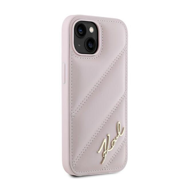 Husa premium pentru  iPhone 15 Plus Karl Lagerfeld superior quality - Roz crem
