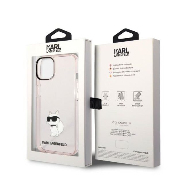 Husa premium pentru  iPhone 15 Plus Karl Lagerfeld superior quality - Roz mat