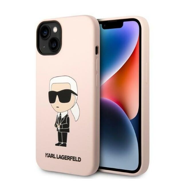 Husa premium pentru  iPhone 15 Plus Karl Lagerfeld superior quality - Roz neon