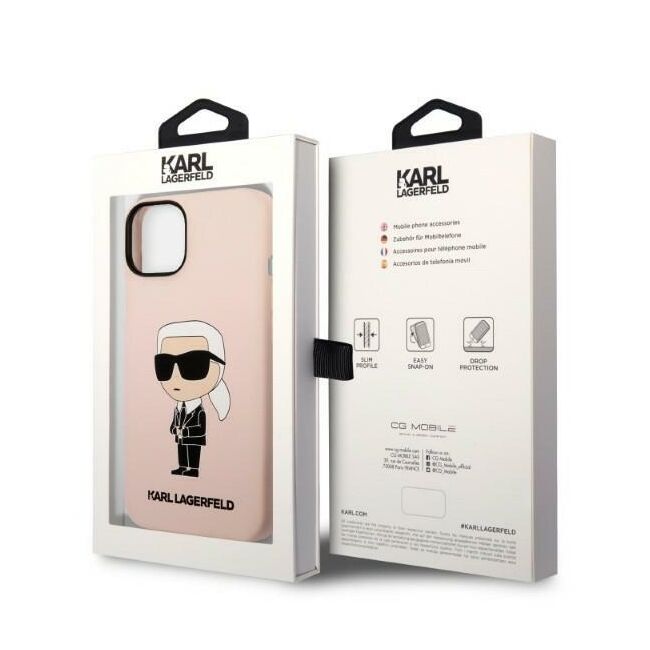 Husa premium pentru  iPhone 15 Plus Karl Lagerfeld superior quality - Roz neon