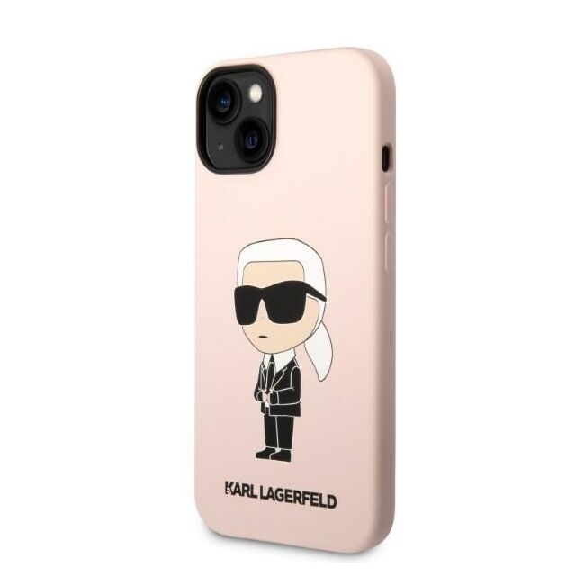 Husa premium pentru  iPhone 15 Plus Karl Lagerfeld superior quality - Roz neon