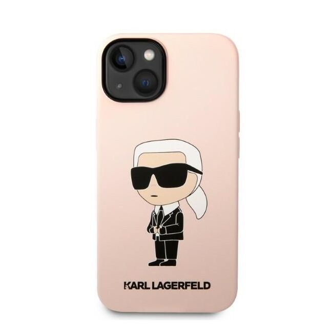 Husa premium pentru  iPhone 15 Plus Karl Lagerfeld superior quality - Roz neon
