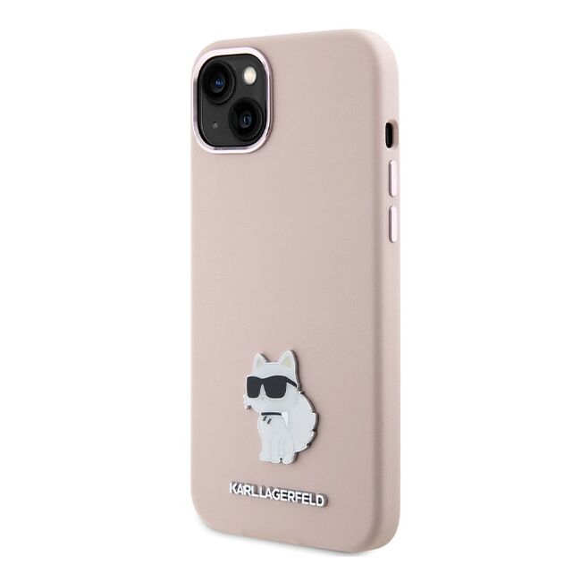Husa premium pentru  iPhone 15 Plus Karl Lagerfeld superior quality - Roz pal