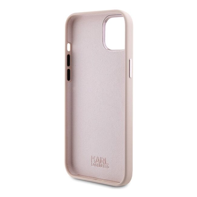 Husa premium pentru  iPhone 15 Plus Karl Lagerfeld superior quality - Roz pal